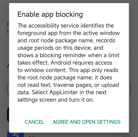 2. Read the explanation and open Settings