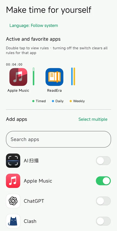 Your apps and their remaining allowances